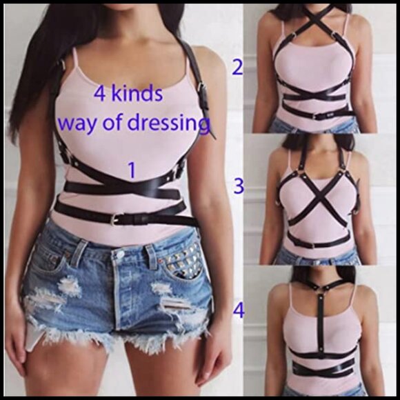 Punk Style Faux Leather Waist Harness Belt Adjustable Cincher Y2K Chic